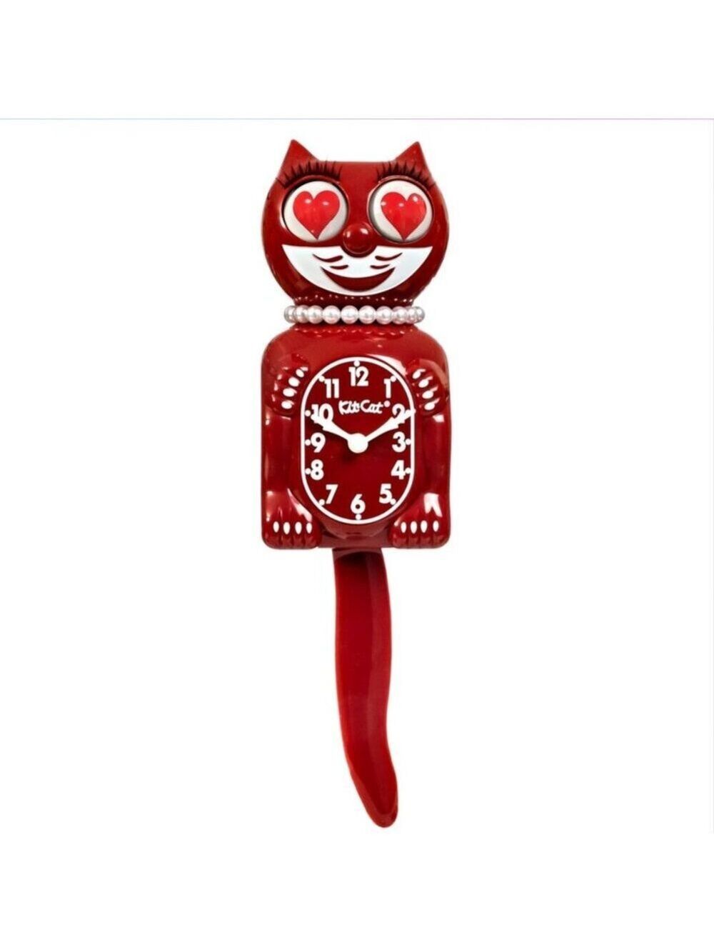 RETIRED Space Cherry Red Lady KIT-CAT CLOCK KAT KLOCK Heart Eyes